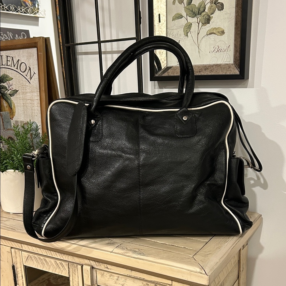 Latico Black Leather Duffel Bag
